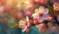 Blossoming cherry blossoms, in warm pastel colors. The beauty of spring and the transient Royalty Free Stock Photo