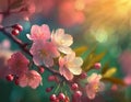 Blossoming cherry blossoms, in warm pastel colors. The beauty of spring and the transient Royalty Free Stock Photo