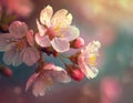 Blossoming cherry blossoms, in warm pastel colors. The beauty of spring and the transient Royalty Free Stock Photo
