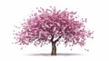 A Blossoming Cherry Tree Adorned with Pink Blossoms White Background AI Generative