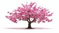 A Blossoming Cherry Tree Adorned with Pink Blossoms White Background AI Generative