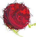 Red rose symbol on white for holidays and events