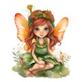 Blossoming fairyland magic, charming illustration of colorful fairies with cute wings and magical blossom delights