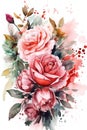 Watercolor Bouquet of Flowers on white background. Generative AI Royalty Free Stock Photo