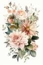 Watercolor Bouquet of Flowers on white background. Generative AI Royalty Free Stock Photo