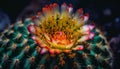 Blossoming succulent exhibits stunning multi colored petals generated by AI