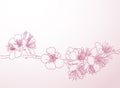 Blossoming tree line art hand drawing. spring stylish background