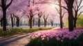 Blossoming Tulip Park A Vray Tracing Japanese Storybook-like Oasis