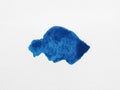 Blot of blue ink on white background, top view Royalty Free Stock Photo