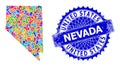 Blot Collage Nevada State Map and Distress Stamp Seal