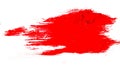 Blot of red paint on a white background.