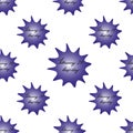 Blot seamless pattern with the inscription February 29 leap day. Violet spot with black text on an isolated background. Vector.