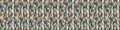 Blotched Space Dye Broken Stripe Seamless Banner Pattern. Mottled Variegated Melange Border Background. Random Vertical Rough