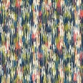 Blotched Space Dye Broken Stripe Seamless Pattern. Mottled Variegated Melange Background. Random Vertical Rough Distressed Line