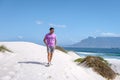 Bloubergstrand Cape Town South Africa on a bright summer day, Blouberg beach, withe sand and blue ocean Royalty Free Stock Photo