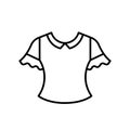 Blouse clothes vector icon outline black. EPS 10.. Womens shirt illustration.... Flat outline sign.. Shop online concept. Females Royalty Free Stock Photo