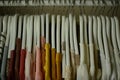 blouses hanging on a clothing rack