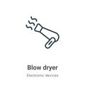 Blow dryer outline vector icon. Thin line black blow dryer icon, flat vector simple element illustration from editable electronic