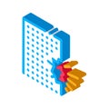 Blow house collapse isometric icon vector illustration