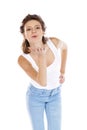 Blow kiss, young caucasian brunette woman Royalty Free Stock Photo