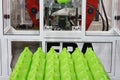 Blow molding machine for plastic bottles. Blowing method for plastic bottles