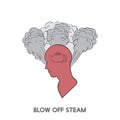 Blow off steam idiom illustration