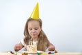 Blow out candles make a wish birthday child Royalty Free Stock Photo