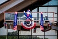 Blow up Patriotic decoration of Uncle Sam and flags at middle American country club Americana fourth of July Royalty Free Stock Photo