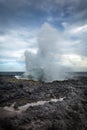 Blowhole on rocky coastline Royalty Free Stock Photo