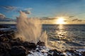 Blowhole on rocky coastline Royalty Free Stock Photo