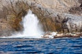 Blowhole on rocky coastline Royalty Free Stock Photo