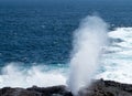 Blowhole at Suarez Point on Galapagos Royalty Free Stock Photo