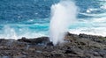 Blowhole at Suarez Point on Galapagos Royalty Free Stock Photo