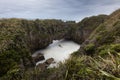 Blowhole view seen from the walktrack at Pancake rocks, New Zealand Royalty Free Stock Photo