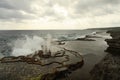 blowholes on the rocks along tonga coastline in south pacific