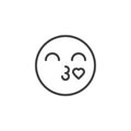 Blowing Heart Kiss Emoji Line Icon