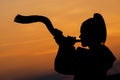 Blowing Horn Sunset Royalty Free Stock Photo