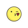 Blowing kiss face emoticon filled outline icon