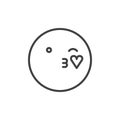 Blowing kiss face emoticon line icon