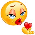 Blowing kiss female emoticon Royalty Free Stock Photo