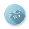 Blowing snow blue flat design long shadow glyph icon Royalty Free Stock Photo