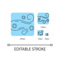 Blowing snow turquoise linear icons set