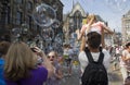 Blowing soap bubbles in Amsterdam Royalty Free Stock Photo