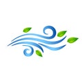 Blowing wind with flying leaves icon. Vector Royalty Free Stock Photo