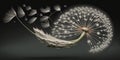 Blown dandelion seeds fly away, abstract natural background, AI generative Royalty Free Stock Photo