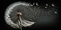 Blown dandelion seeds fly away, abstract natural background, AI generative Royalty Free Stock Photo