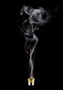 Blown fuse with feminine smoke on black background