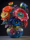 Blown-Glass Flower Bouquet in Photorealism