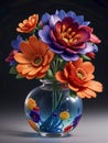 Blown-Glass Flower Bouquet in Photorealism