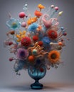 Blown-Glass Flower Bouquet in Photorealism